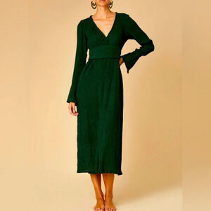 NWT SAVANNAH MORROW the label emerald SKY wrap maxi handwoven dress sz XS